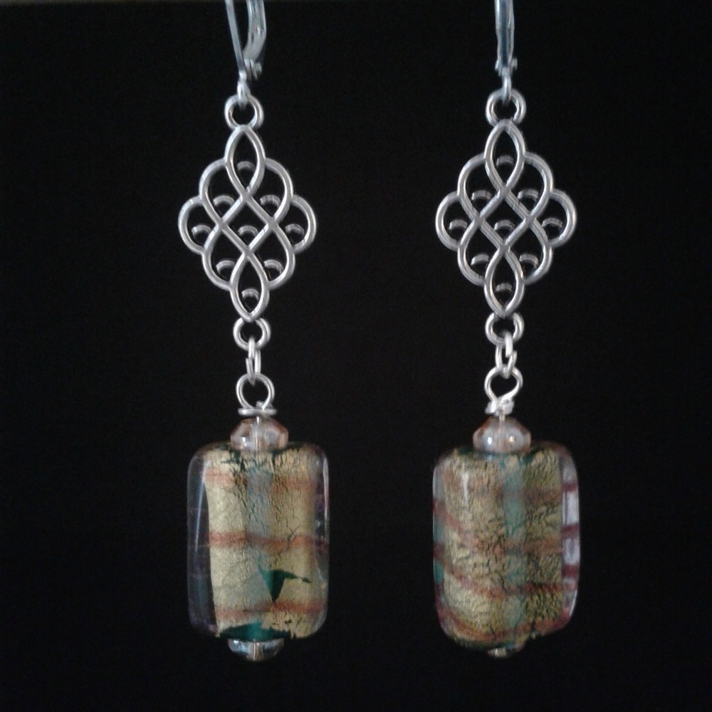 Earrings with Liquid Gold Inside Beads
